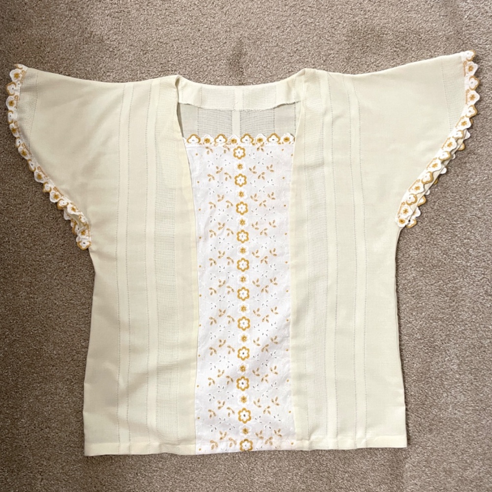 Hand Crafted Cream and Gold Blouse from vintage textiles - Picture 11 of 11